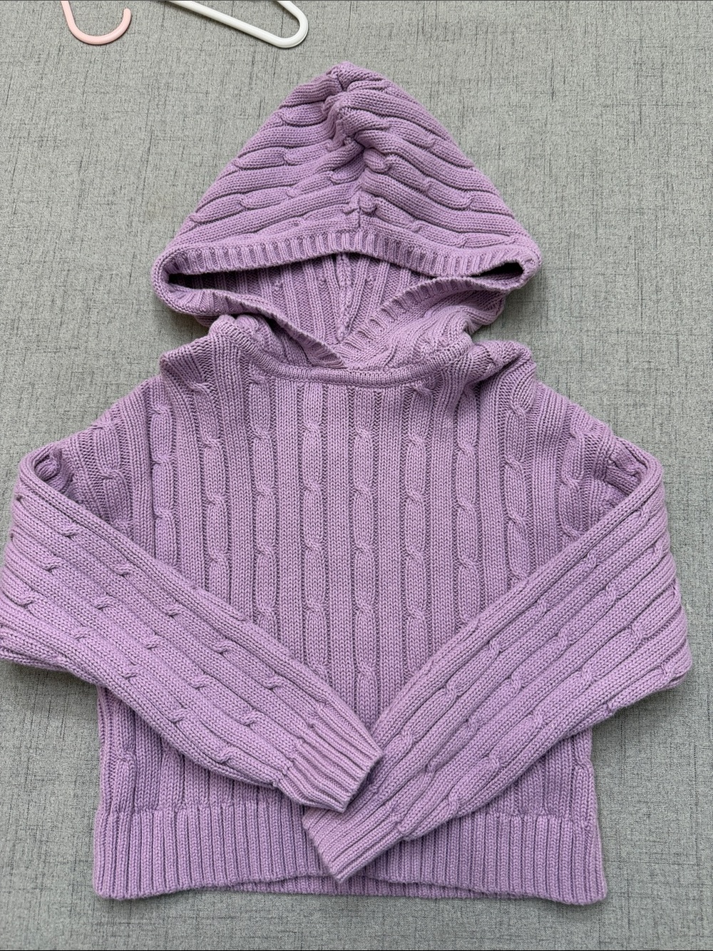 GAP Kids Girls Hooded Cable Knit Sweater - Lavender. Size Small